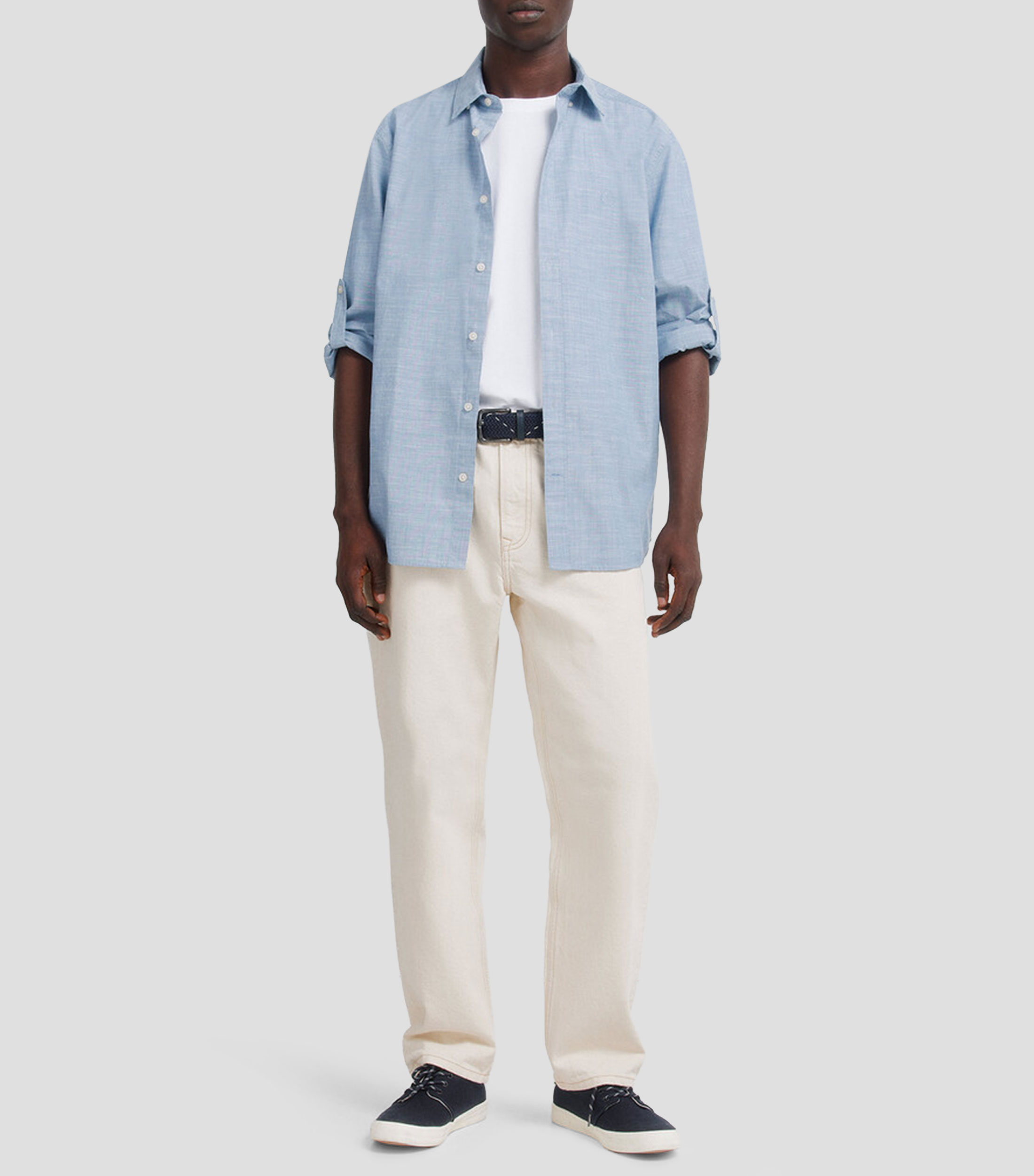 Camisa jaspeada manga larga Hombre